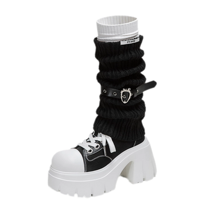 Platform High-Top Canvas Shoes