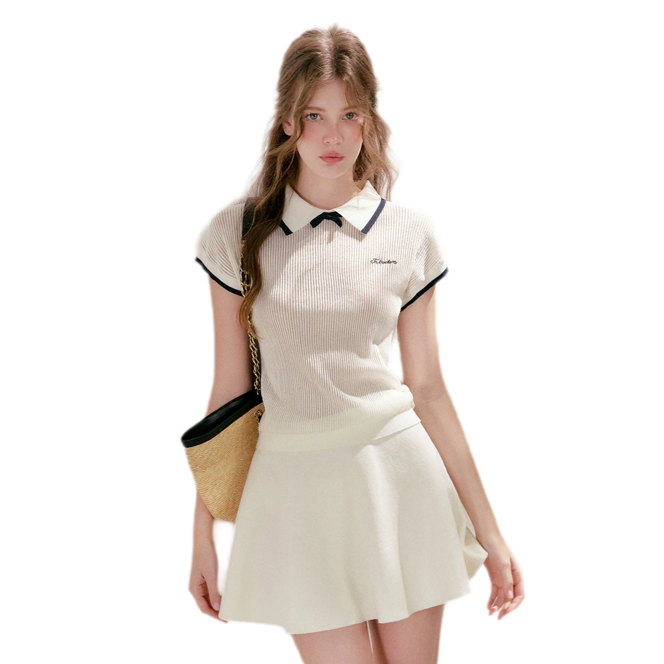 Contrast Bow Knit Set