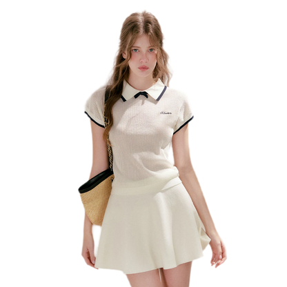 Contrast Bow Knit Set