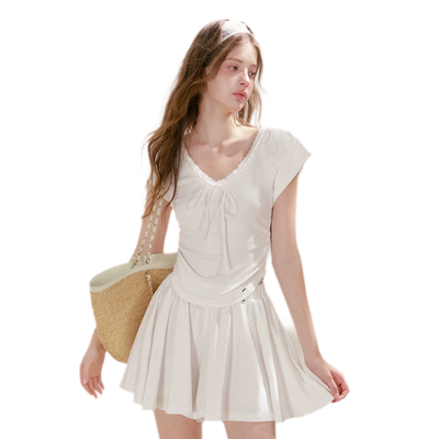 Cream White (Pre-order) (Top+Skirt Shorts) / S