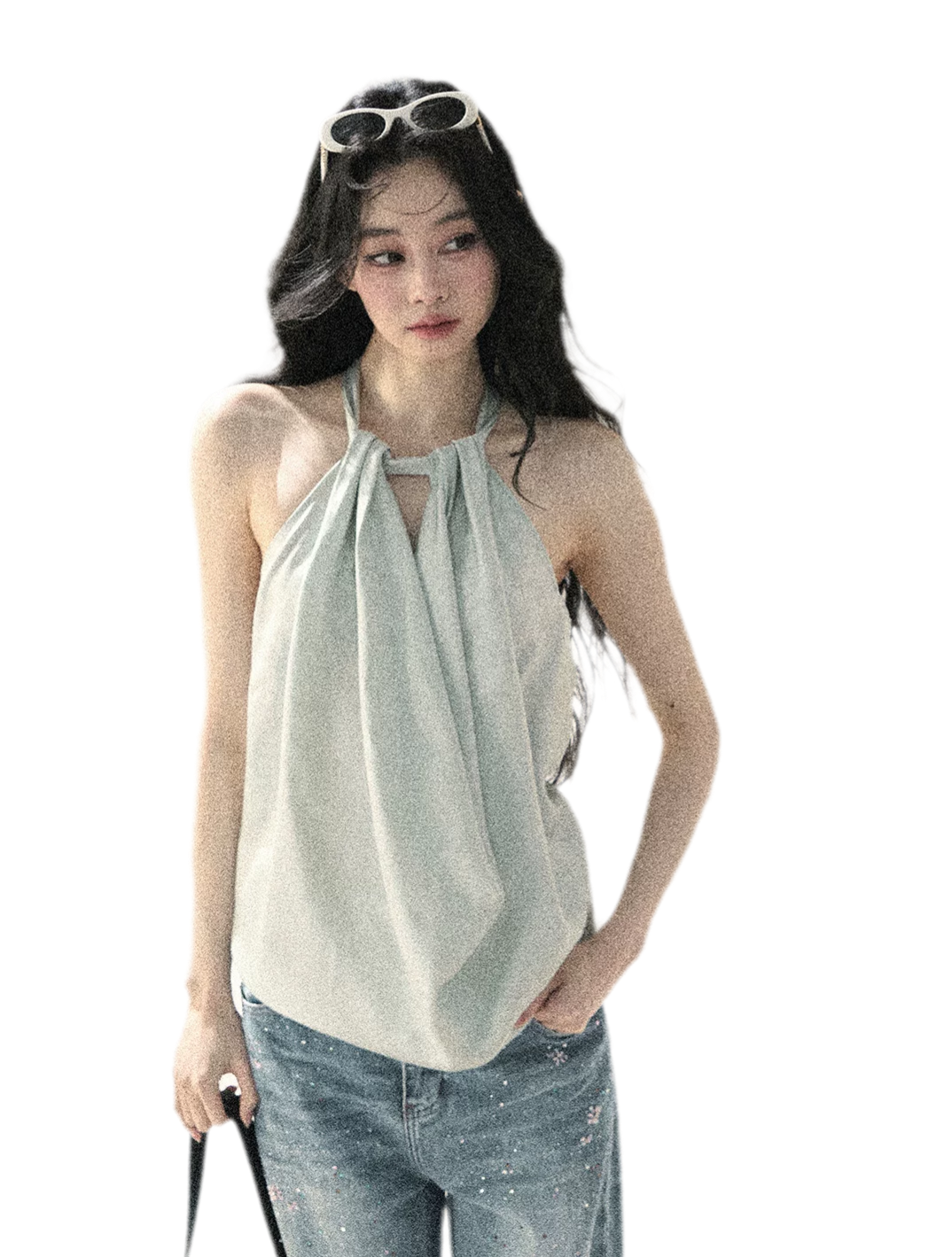 Fluid Halter Backless Top