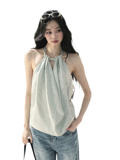 Fluid Halter Backless Top