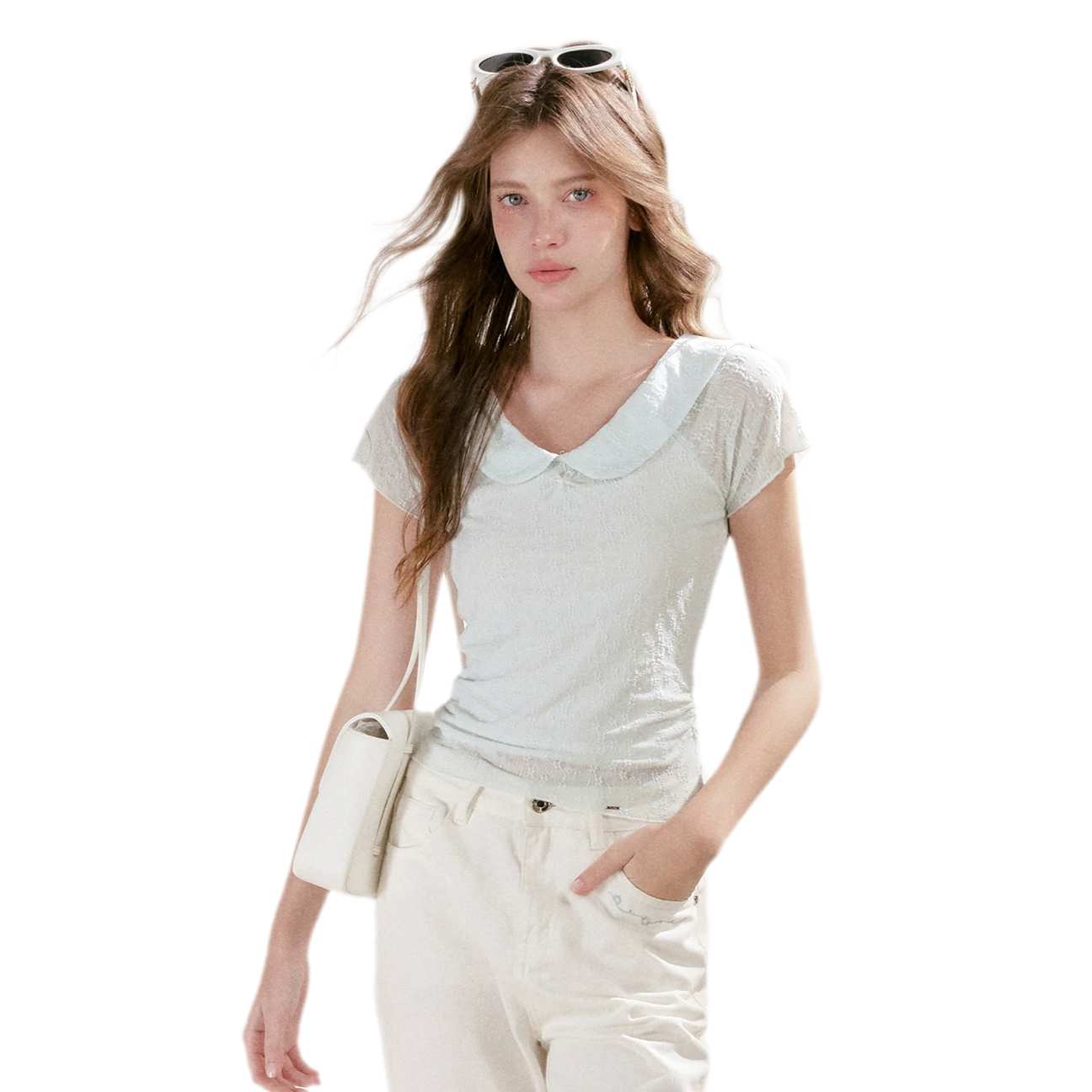 Textured Floral Peter Pan T-Shirt
