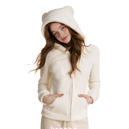 Eco Plush Bear-Ear Hoodie