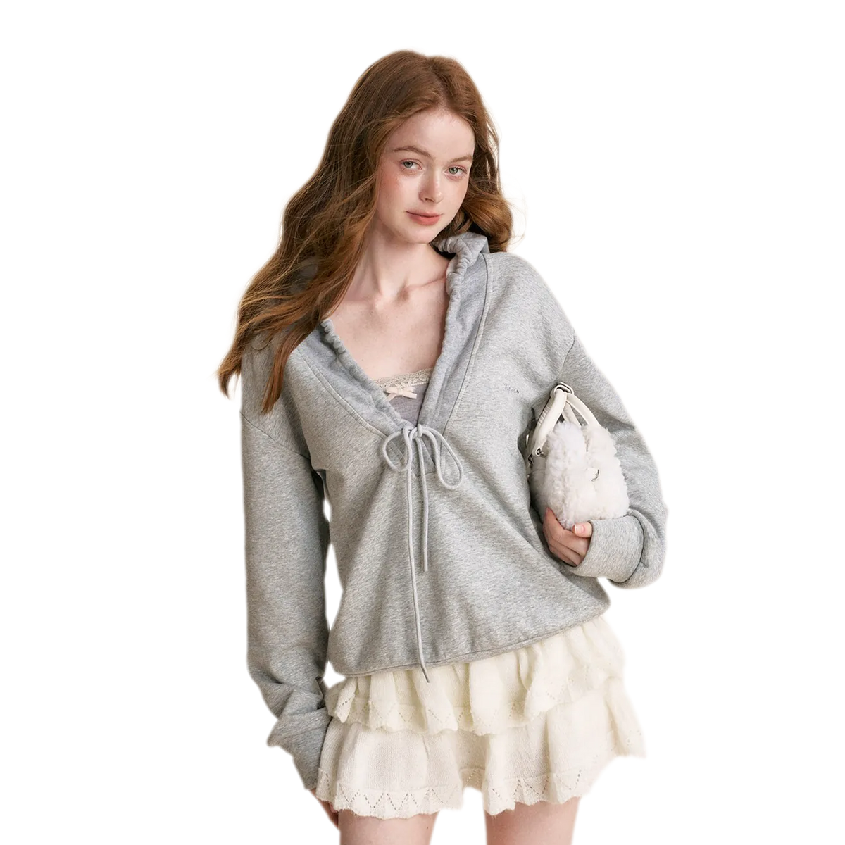 Cotton-Feel Ruched Oversized Hoodie