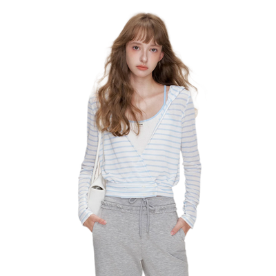 Milky Blue and White Stripes (Knit) 2-Piece Set / S