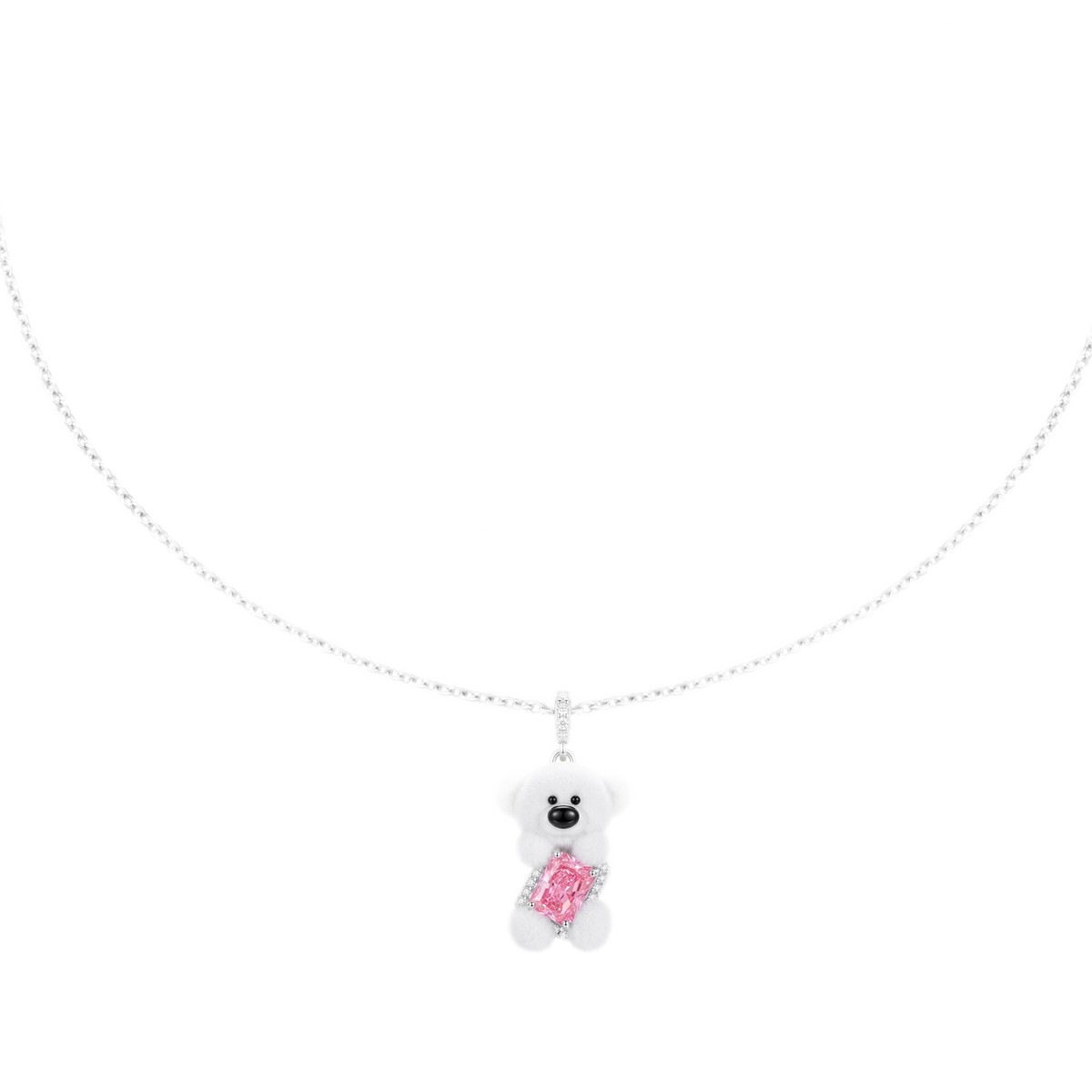 Beflockte Bären-Zirkon-Halskette