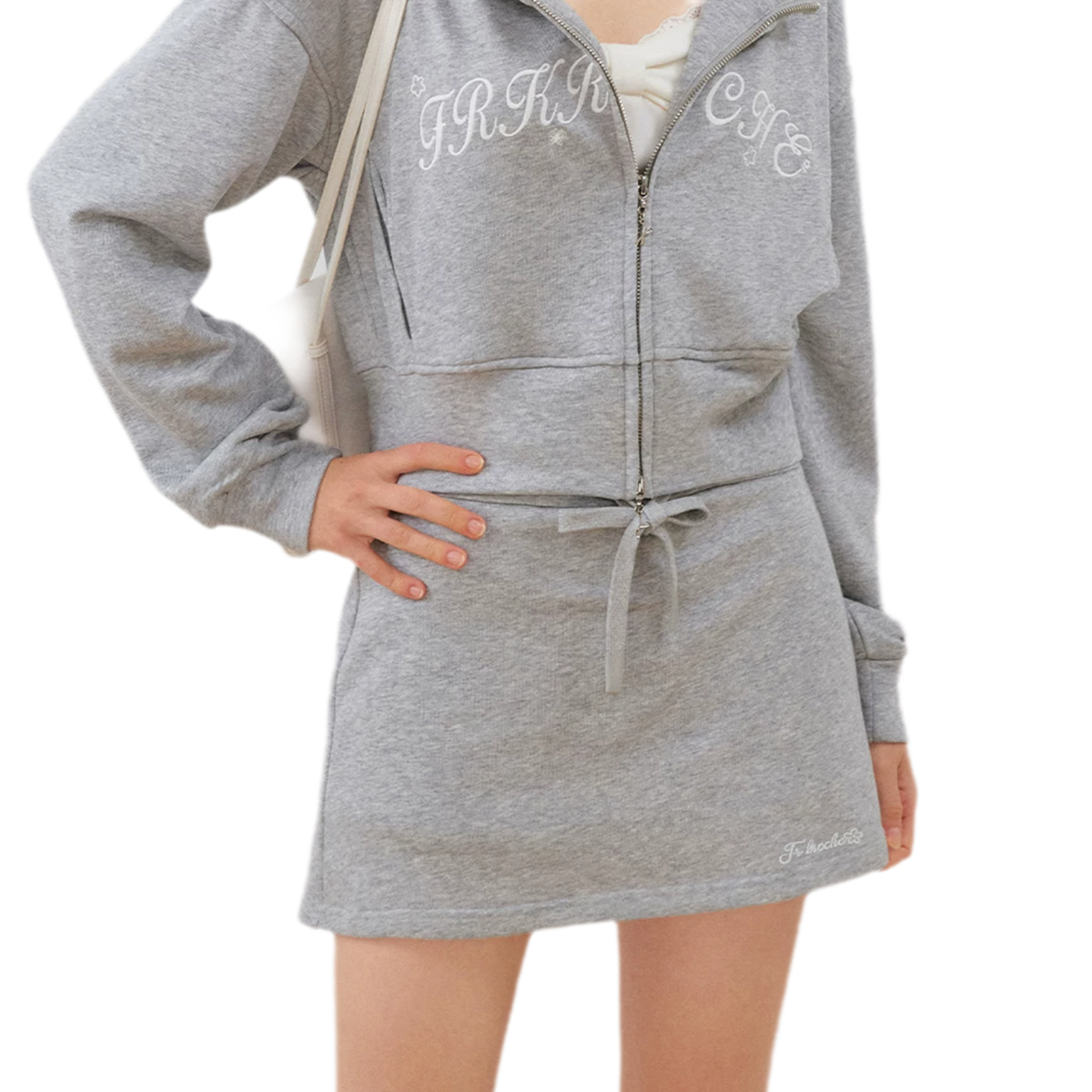 Cropped hoodie-set met contrasterend borduursel