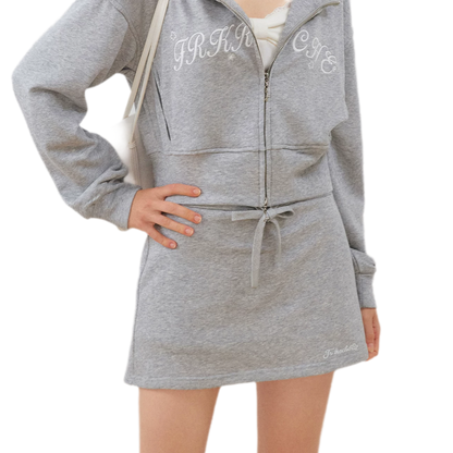 Cropped hoodie-set met contrasterend borduursel