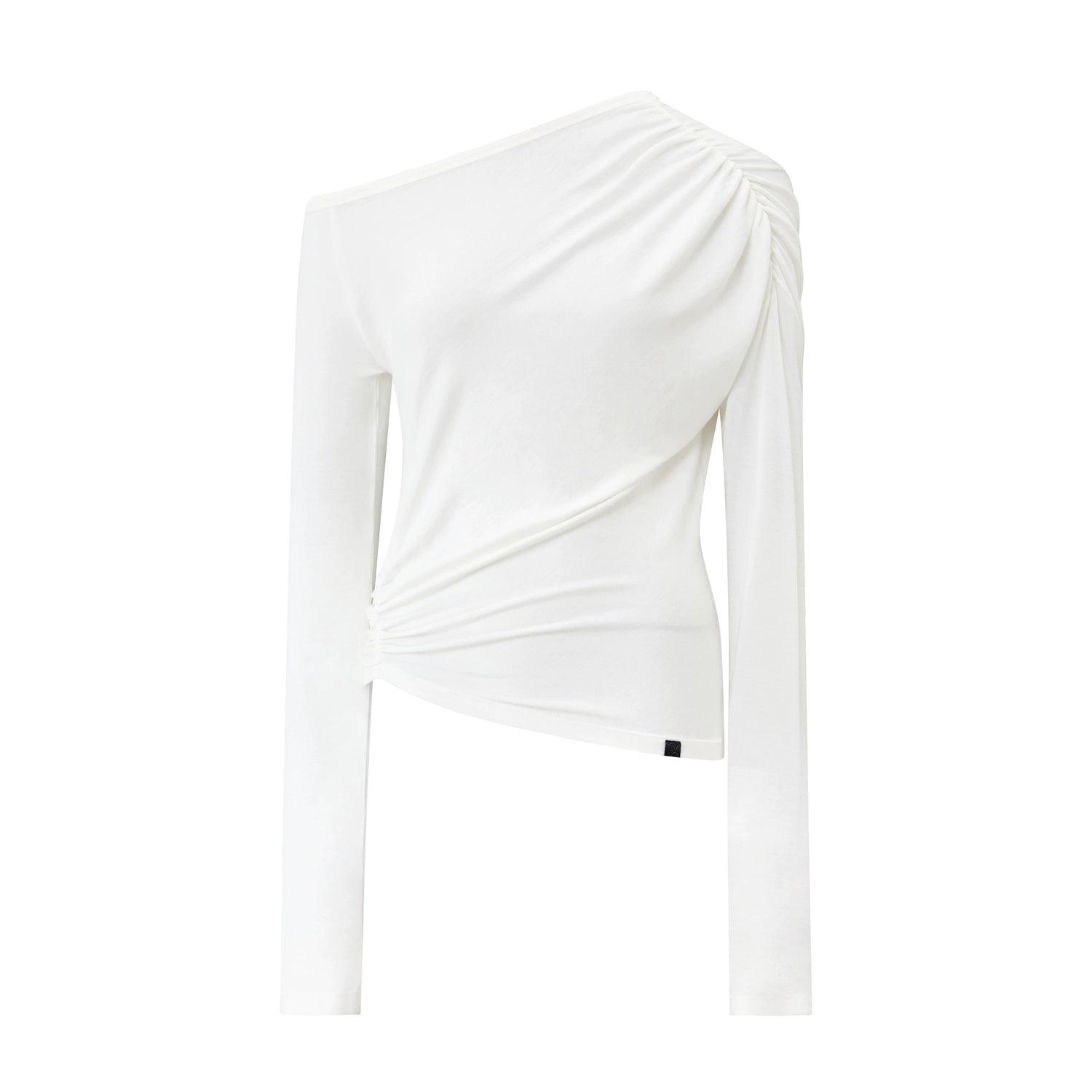 Wool Lyocell Ruched Shoulder Top