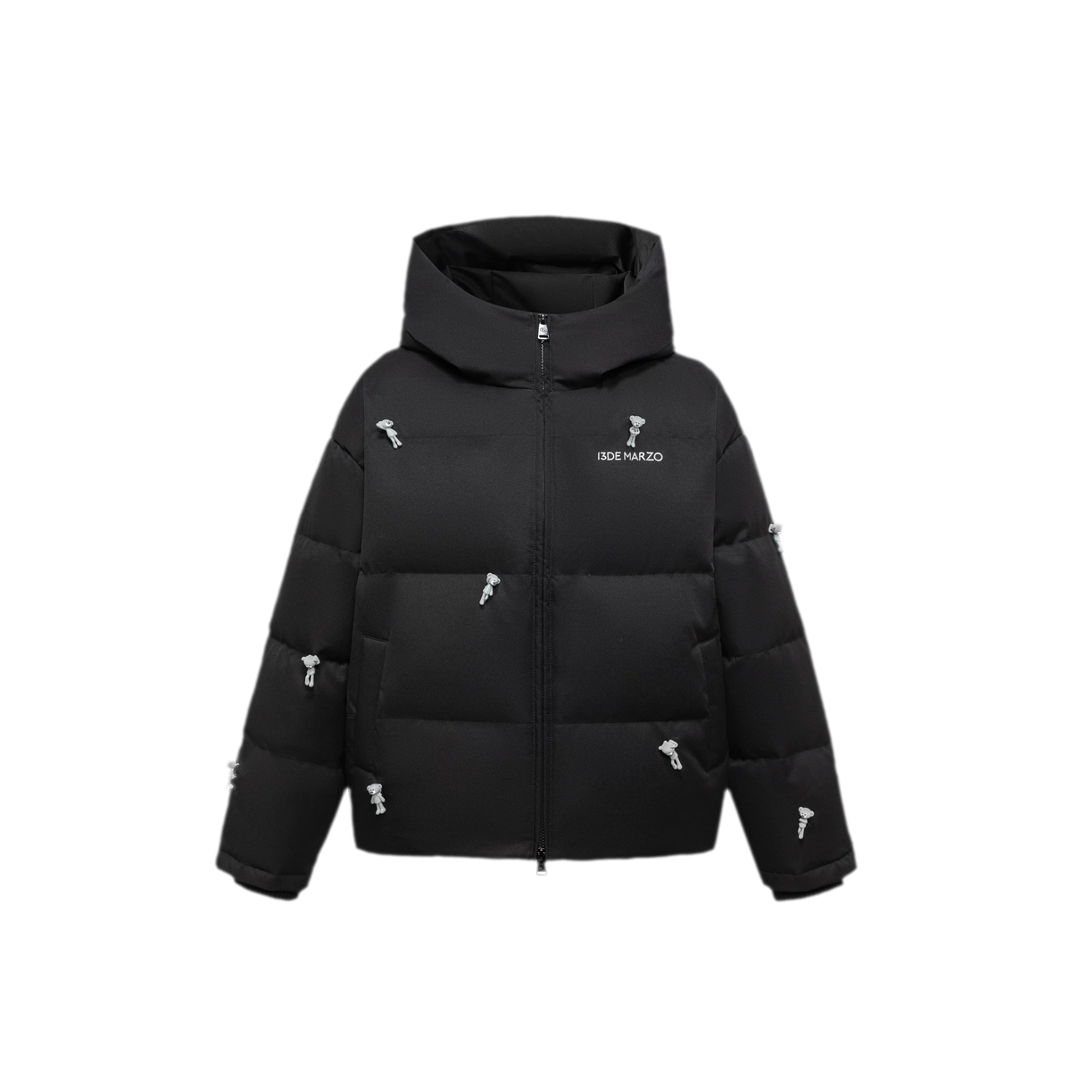 Flocked Bear Hooded Down Jacket