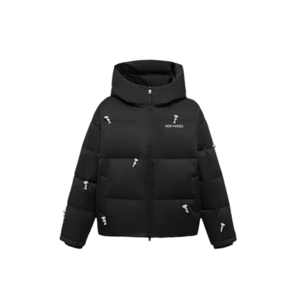 Flocked Bear Hooded Down Jacket