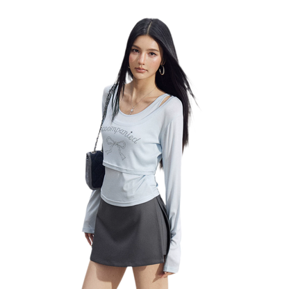 Bow Rhinestone T-Shirt Set