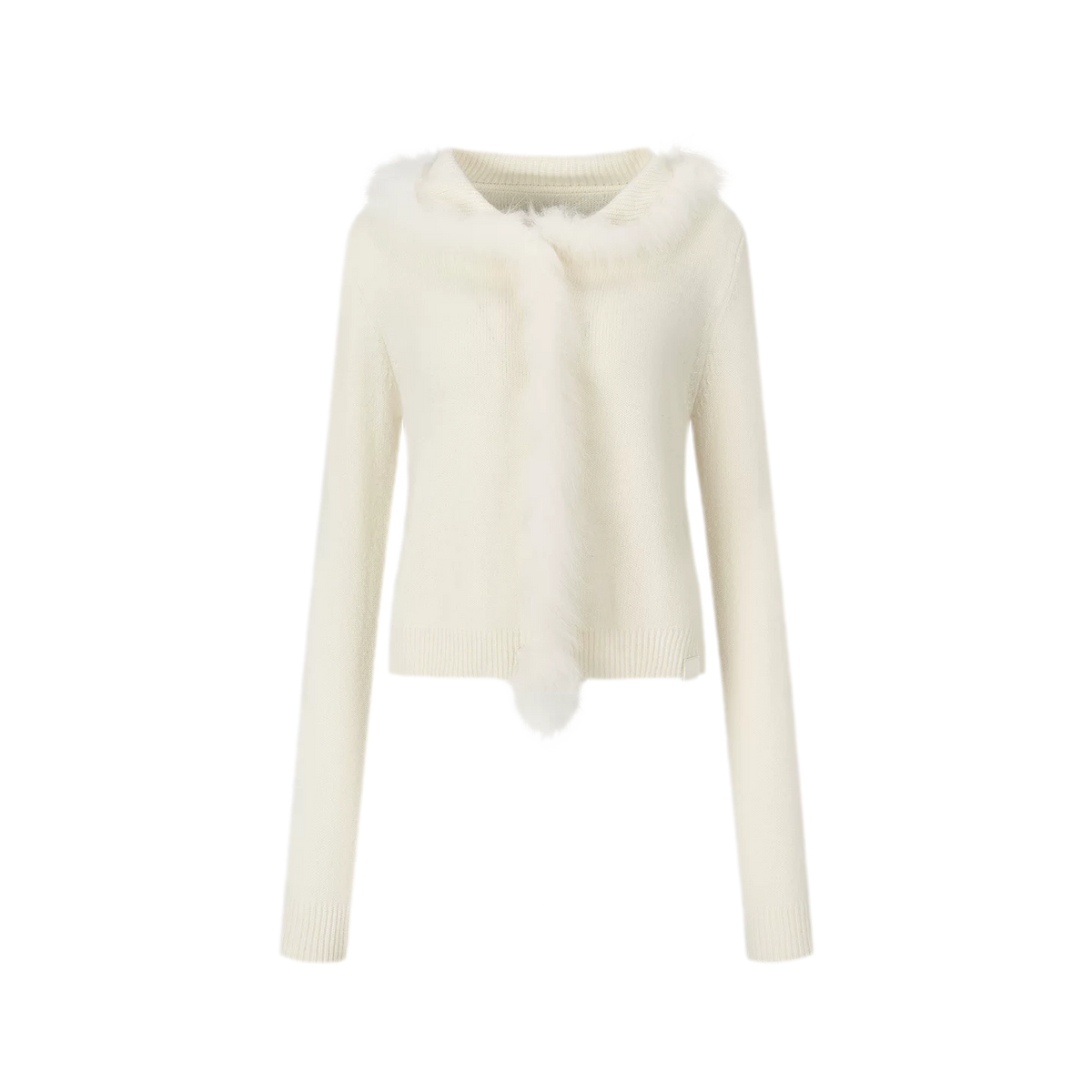Gilet court en maille avec bordure en fourrure de renard