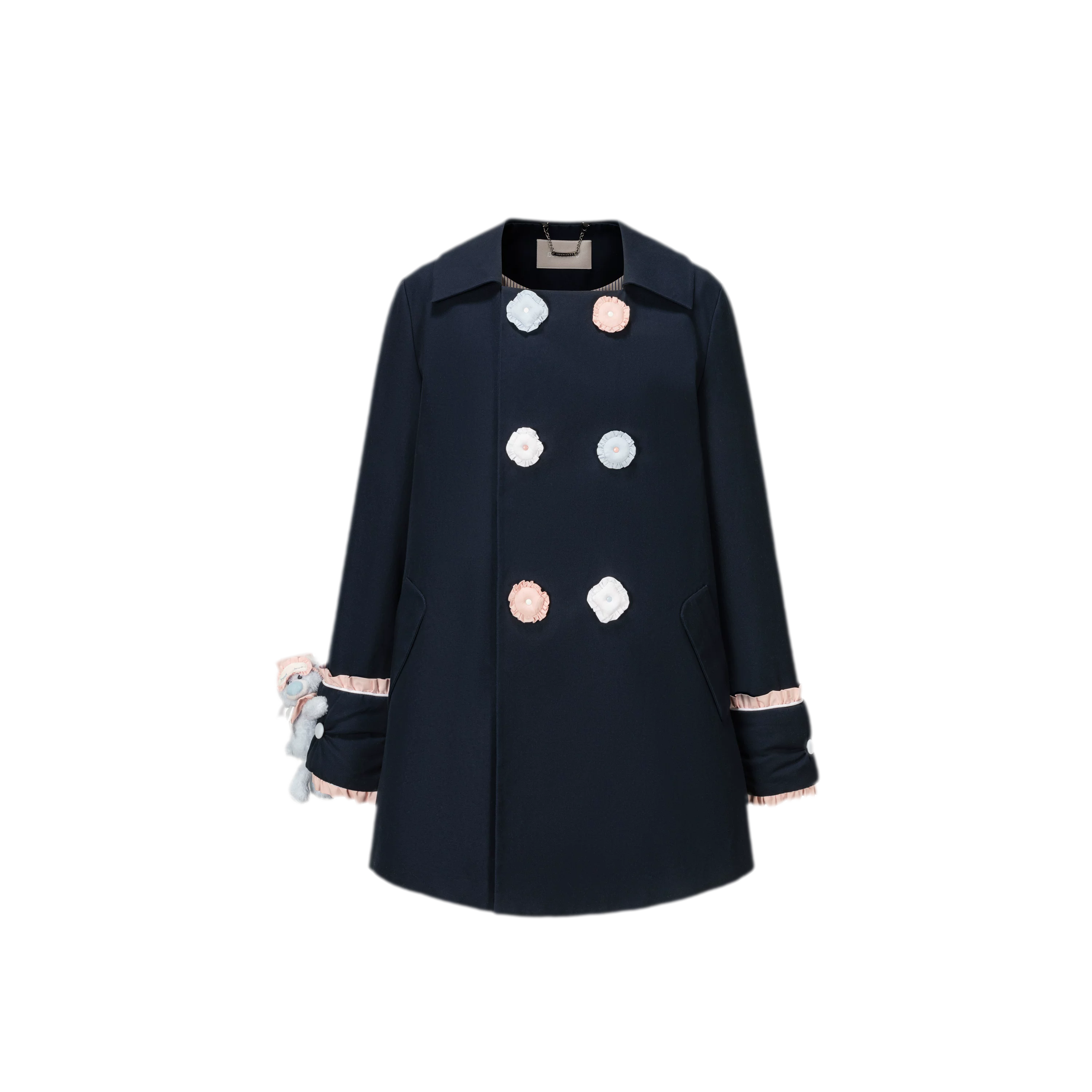 Textured Cotton Double-Breasted Trench Dress