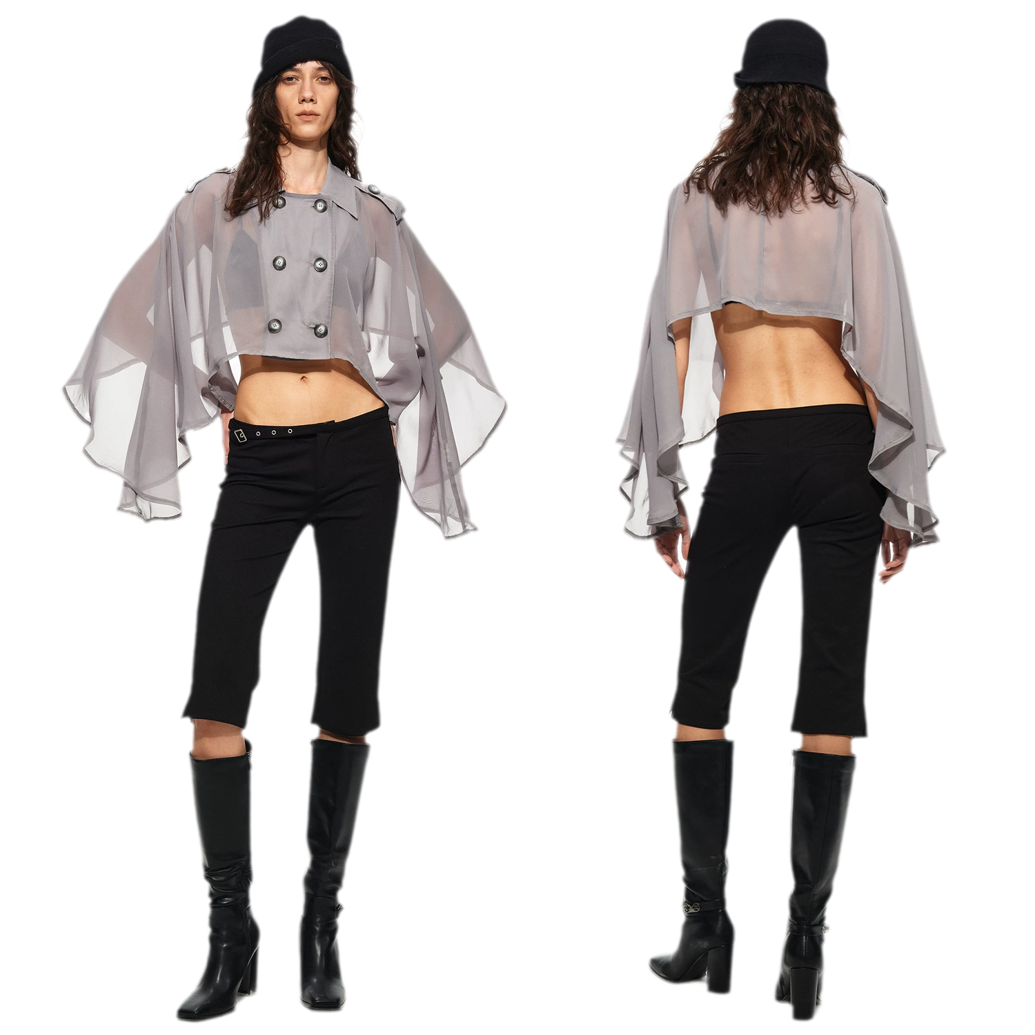 Sheer Trench Cape Top