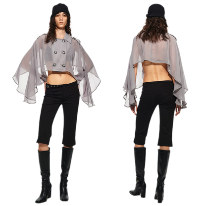 Sheer Trench Cape Top