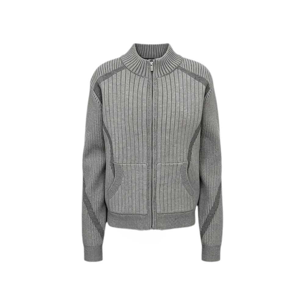 Contrast Jacquard Fitted Knit Cardigan