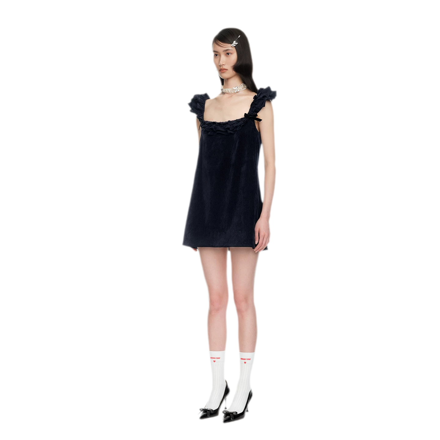 Ruffled Bow A-Line Mini Dress