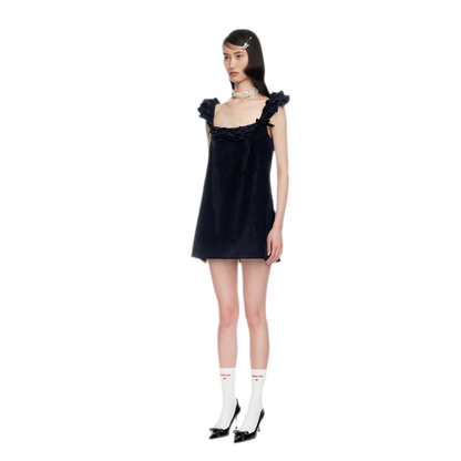 Ruffled Bow A-Line Mini Dress