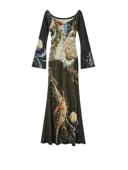 Perlenkrähen-Strickkleid im Meerjungfrauenstil