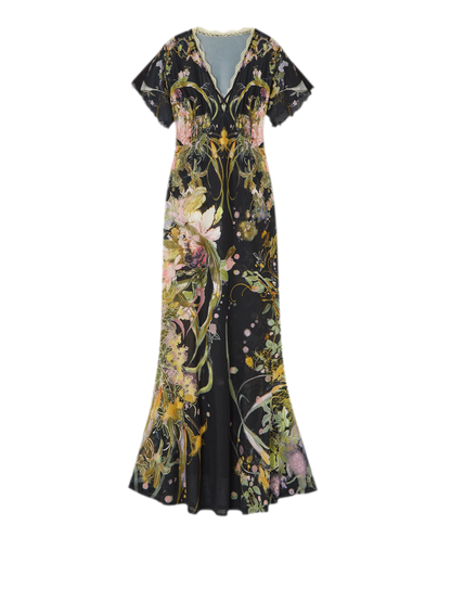 Aquarell-Blumen-Fischschwanzkleid