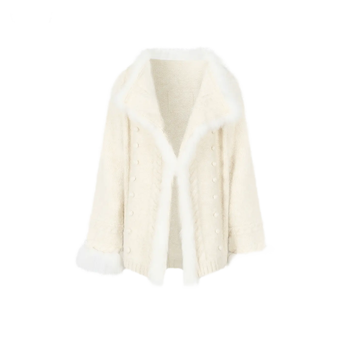 Long-Pile Fox Fur Cardigan