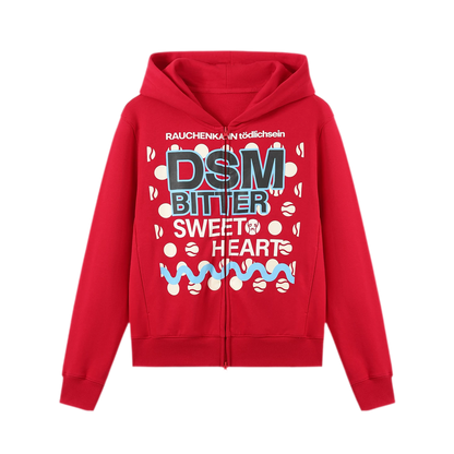 Polka Dot Zip Hooded Sweatshirt
