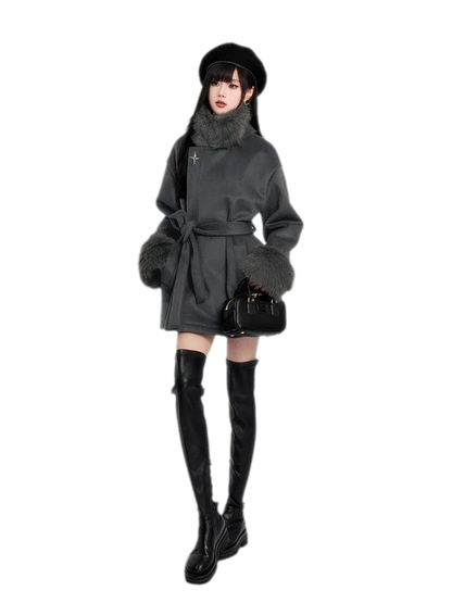 Faux Fur Short Wrap Coat