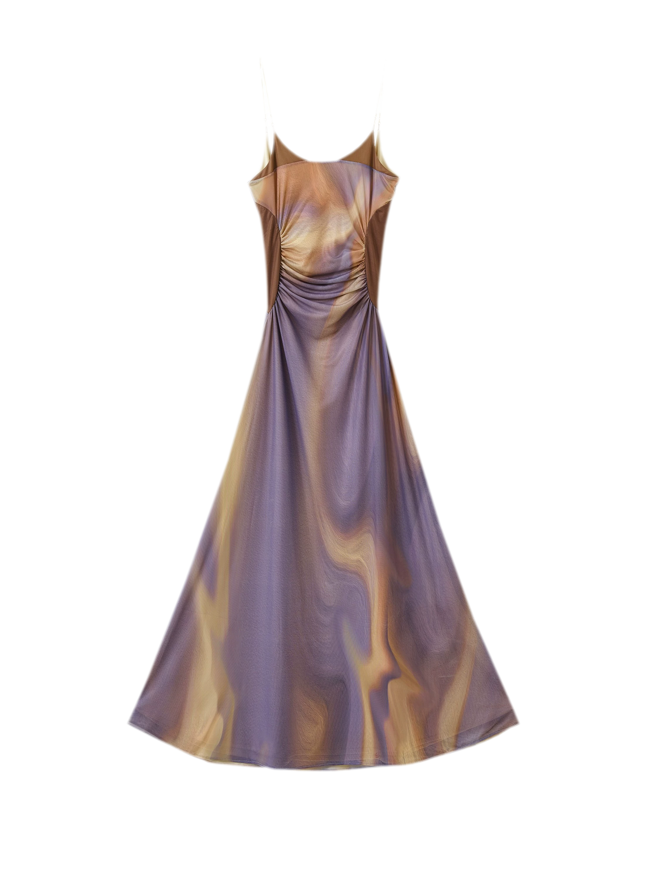 City Island Diary Colorblock Off-Shoulder Slip Dress