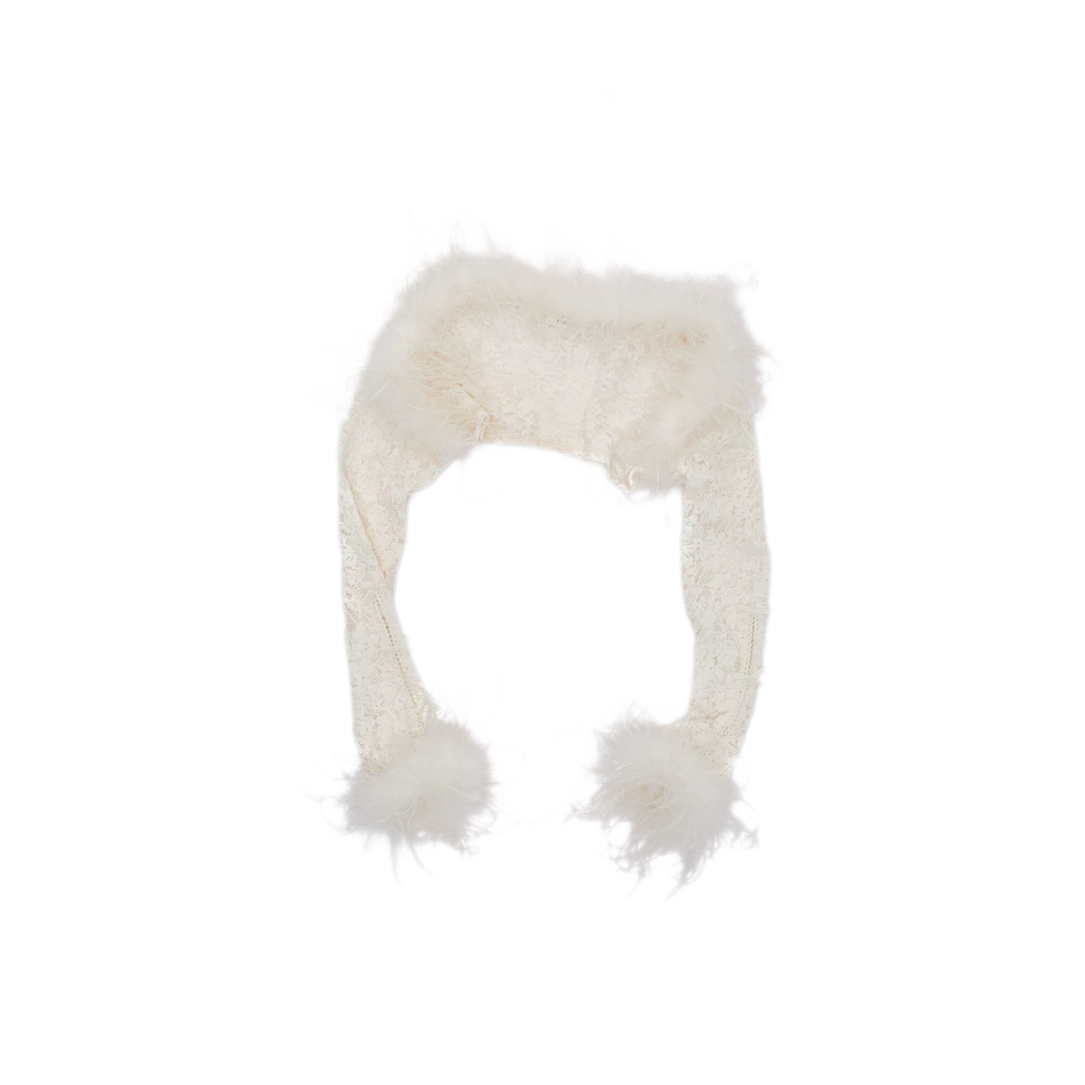 Boléro court en dentelle floquée et plumes