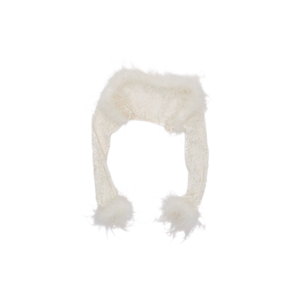 Boléro court en dentelle floquée et plumes