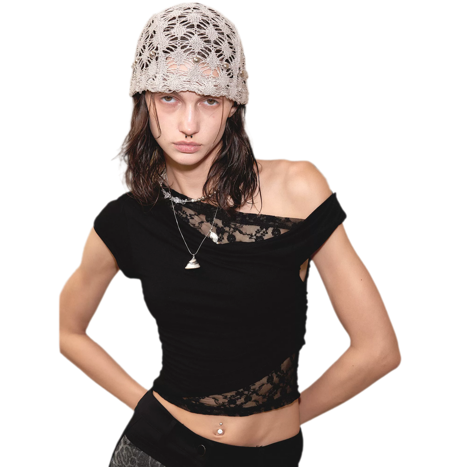 Lace Shoulder Trim Tee