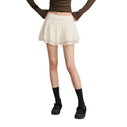 Pleated Ruffle A-Line Skirt