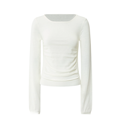 Top in maglia slim arricciato in lana