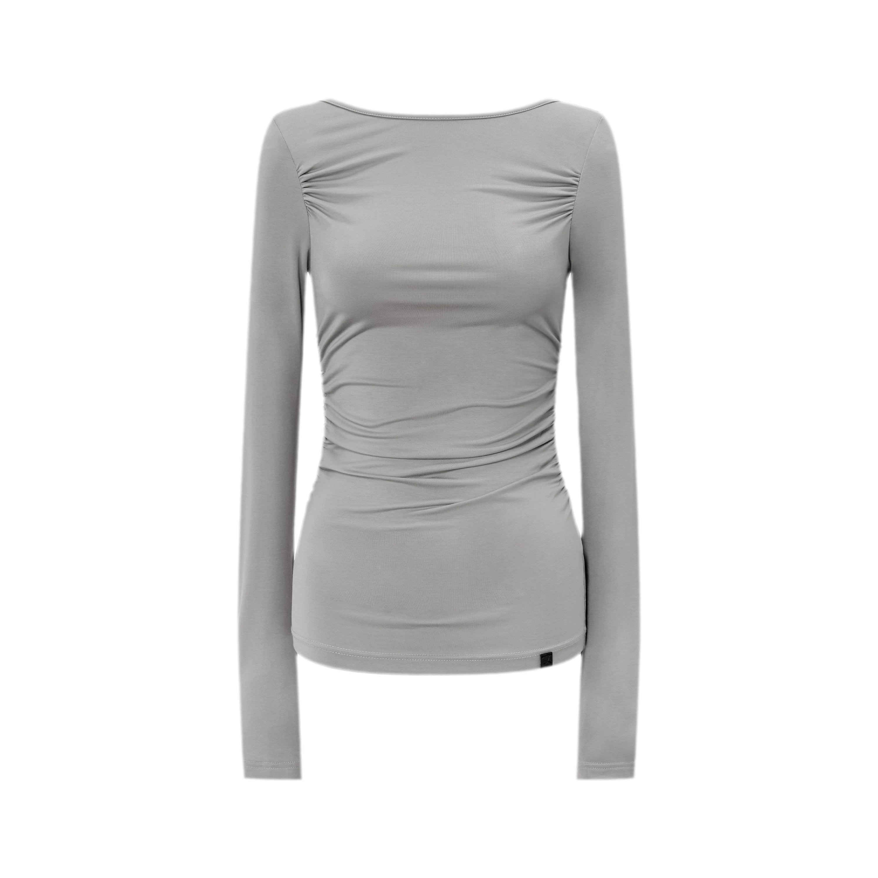Modal Ruched Fitted Long-Sleeve T-Shirt