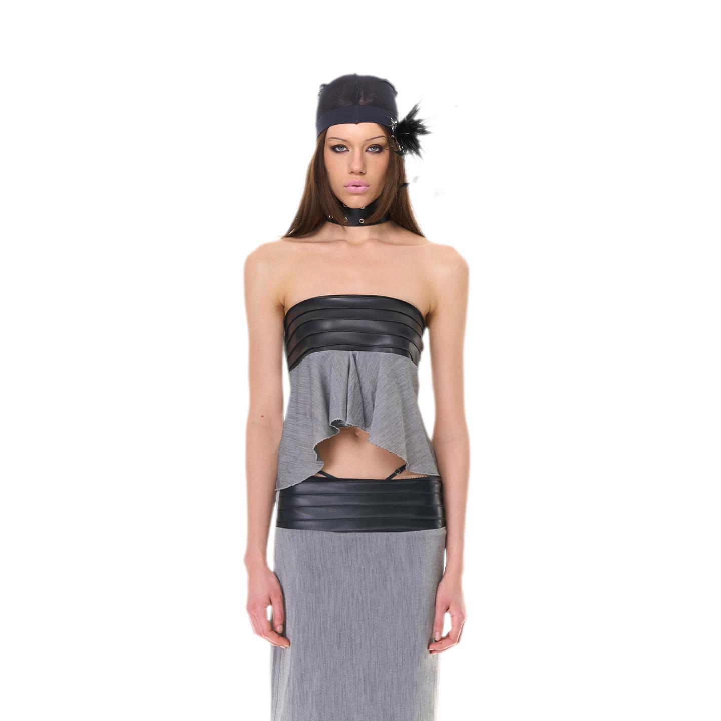 Textured Peplum Skirt Set
