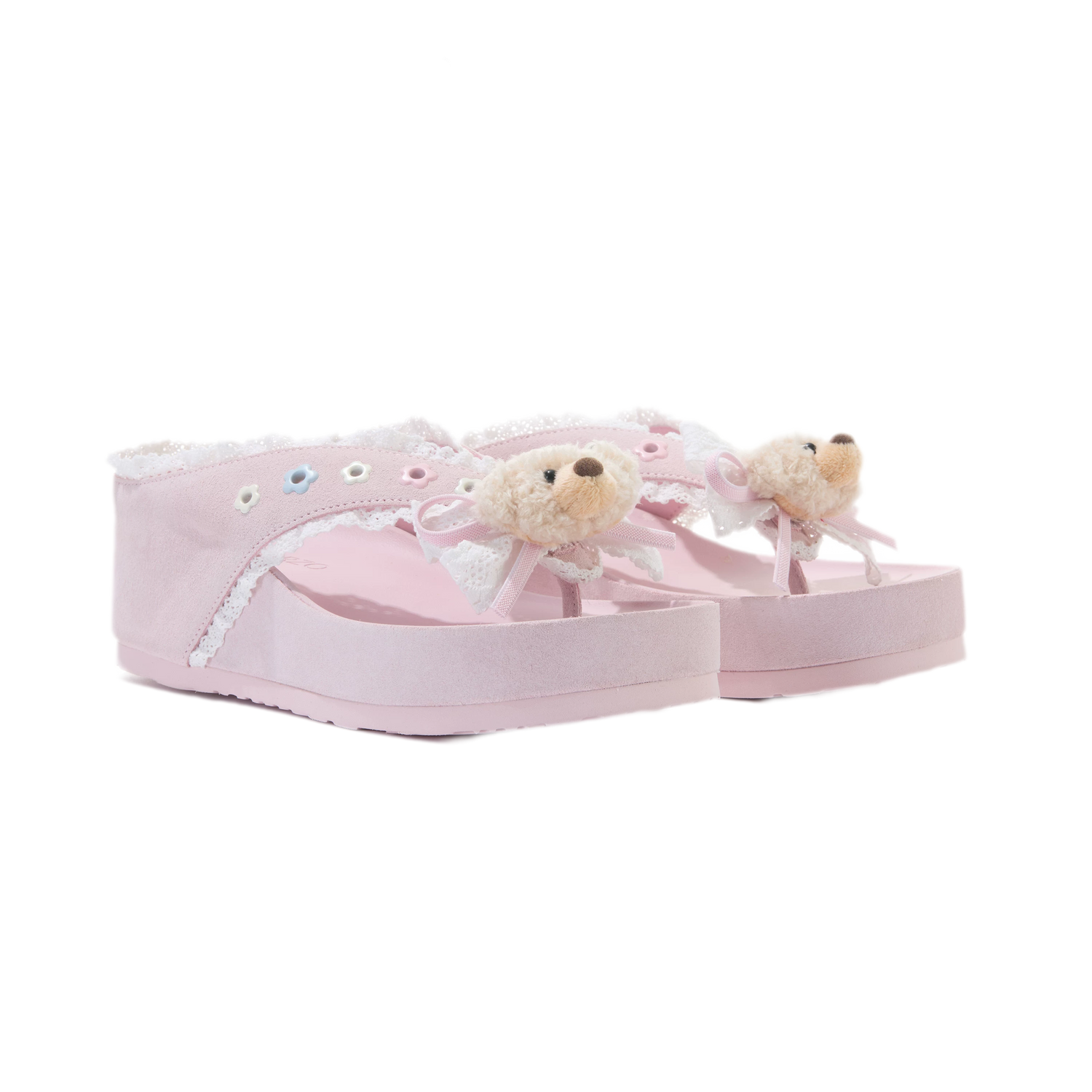 Lace Trim Platform Flip-Flops