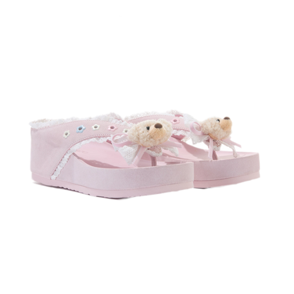 Lace Trim Platform Flip-Flops