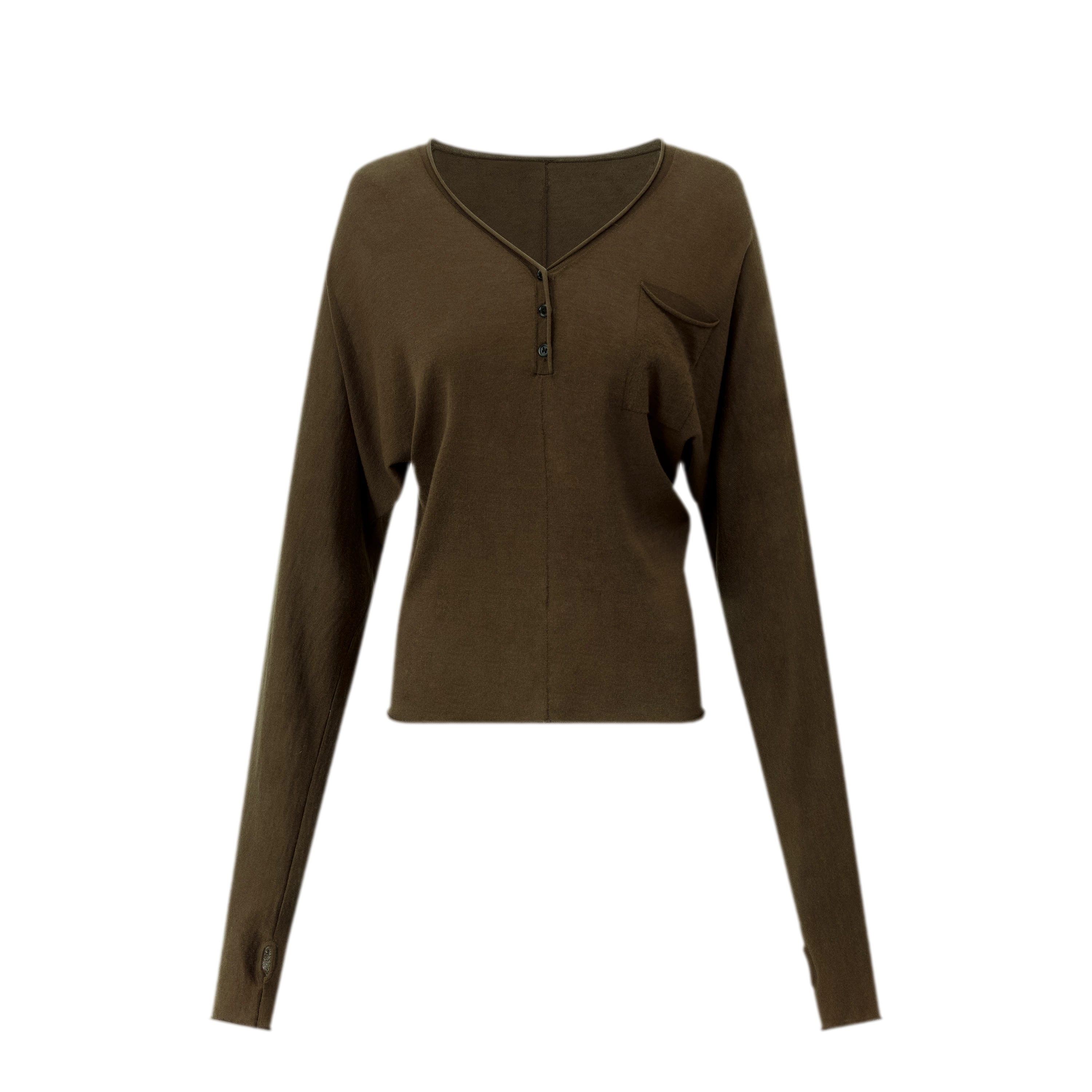 Lyocell Wool V-Neck Top
