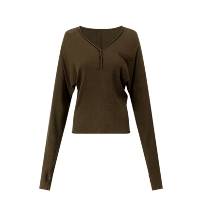 Lyocell Wool V-Neck Top