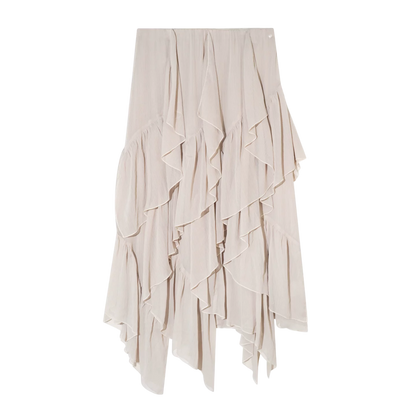Irregular Ruffle Edge Chiffon Skirt