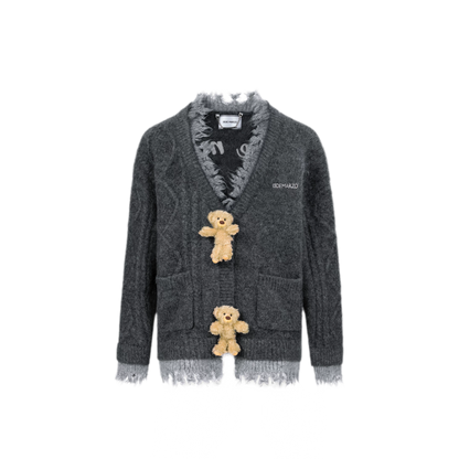 Áo cardigan gấu oversized lông xù