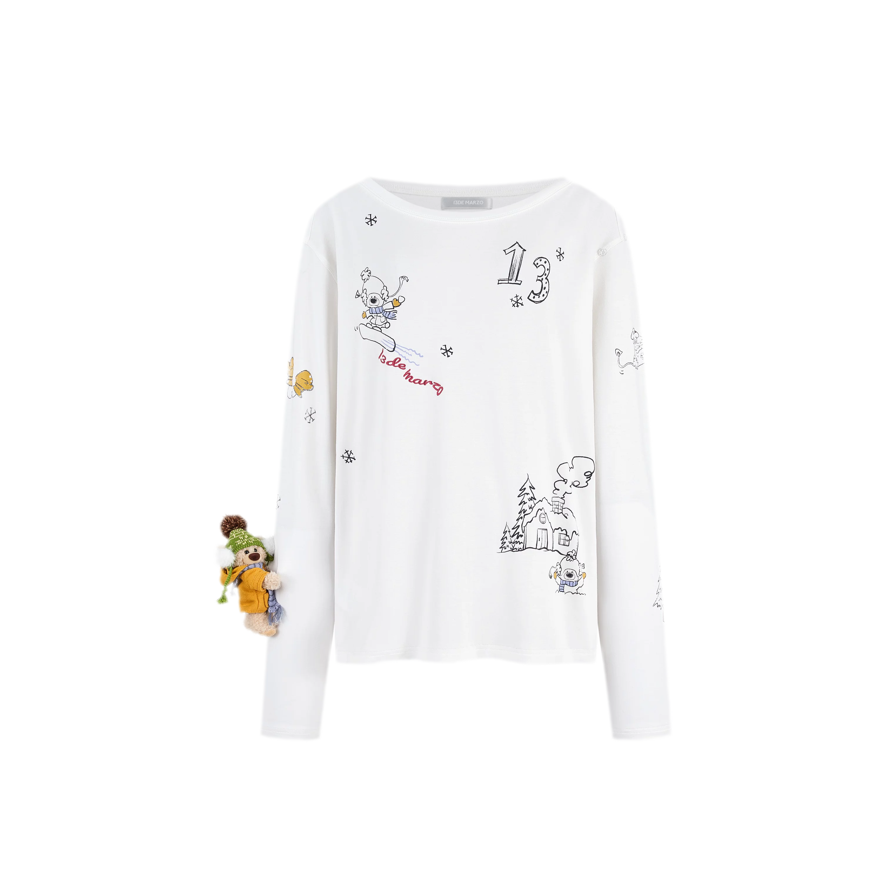 Graphic Off-Shoulder Long-Sleeve T-Shirt