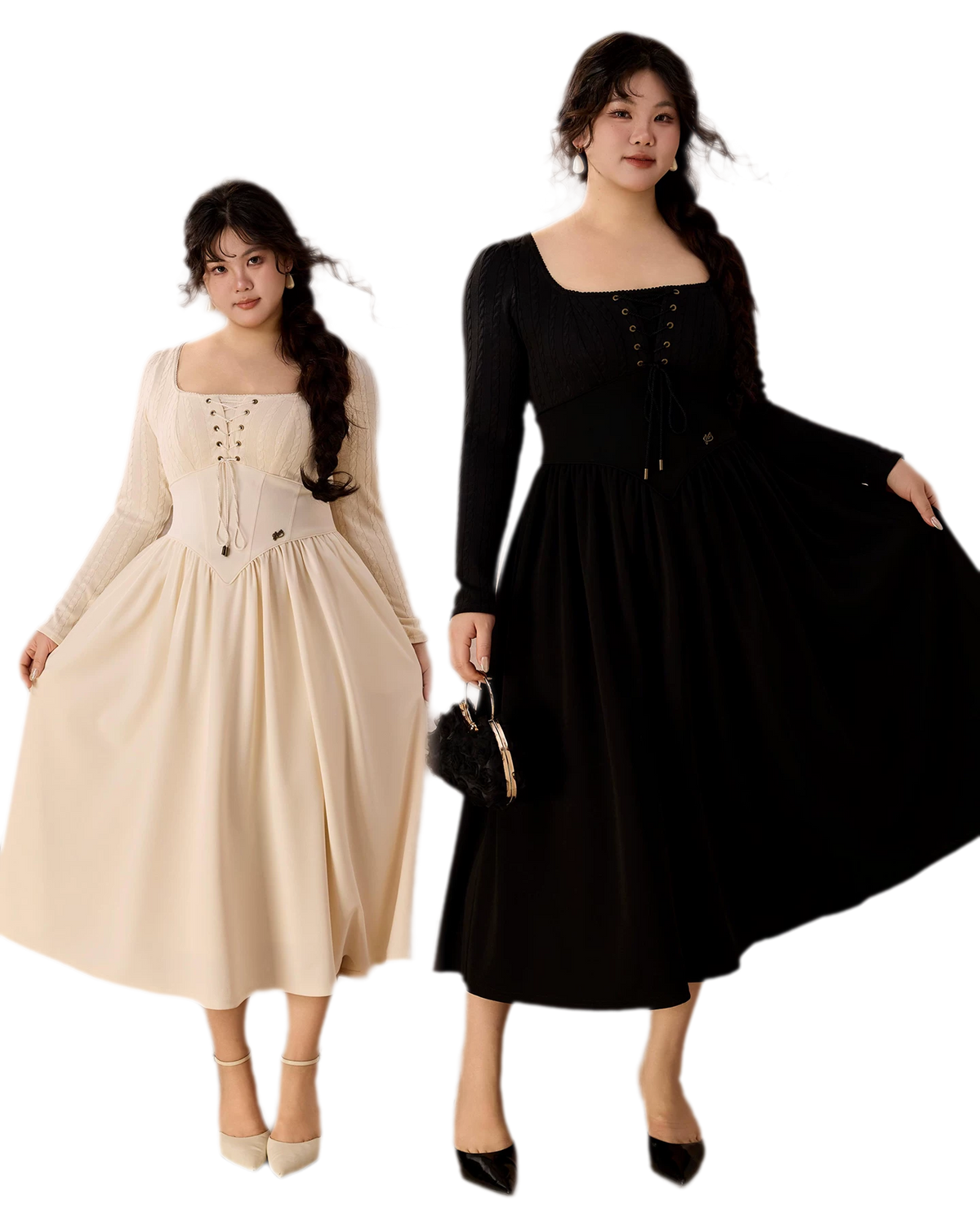 Stretch Lace-Up A-Line Dress