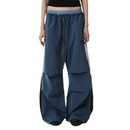 Pleated Contrast Wide-Leg Pants