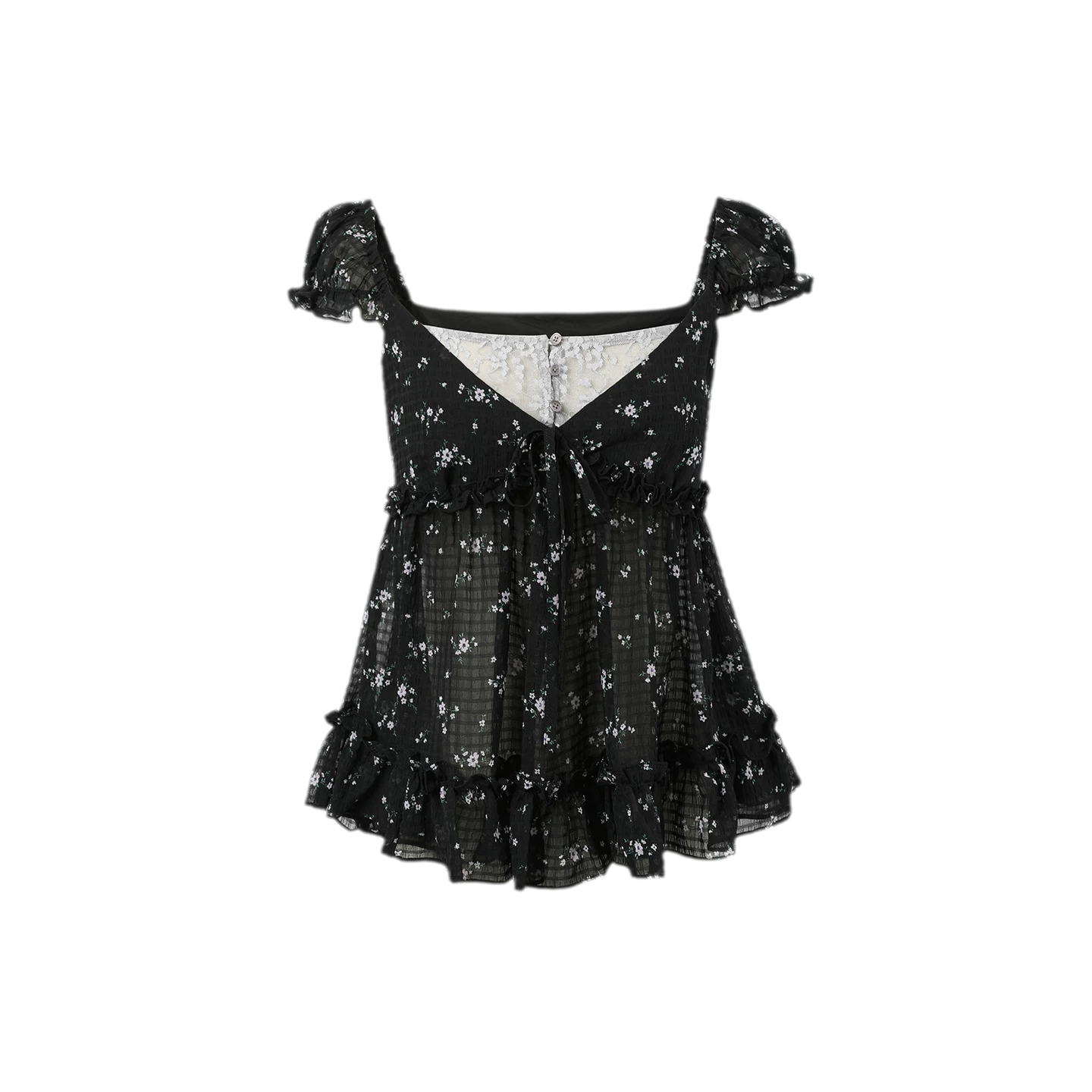 Korean Style Lace Spliced Doll Blouse
