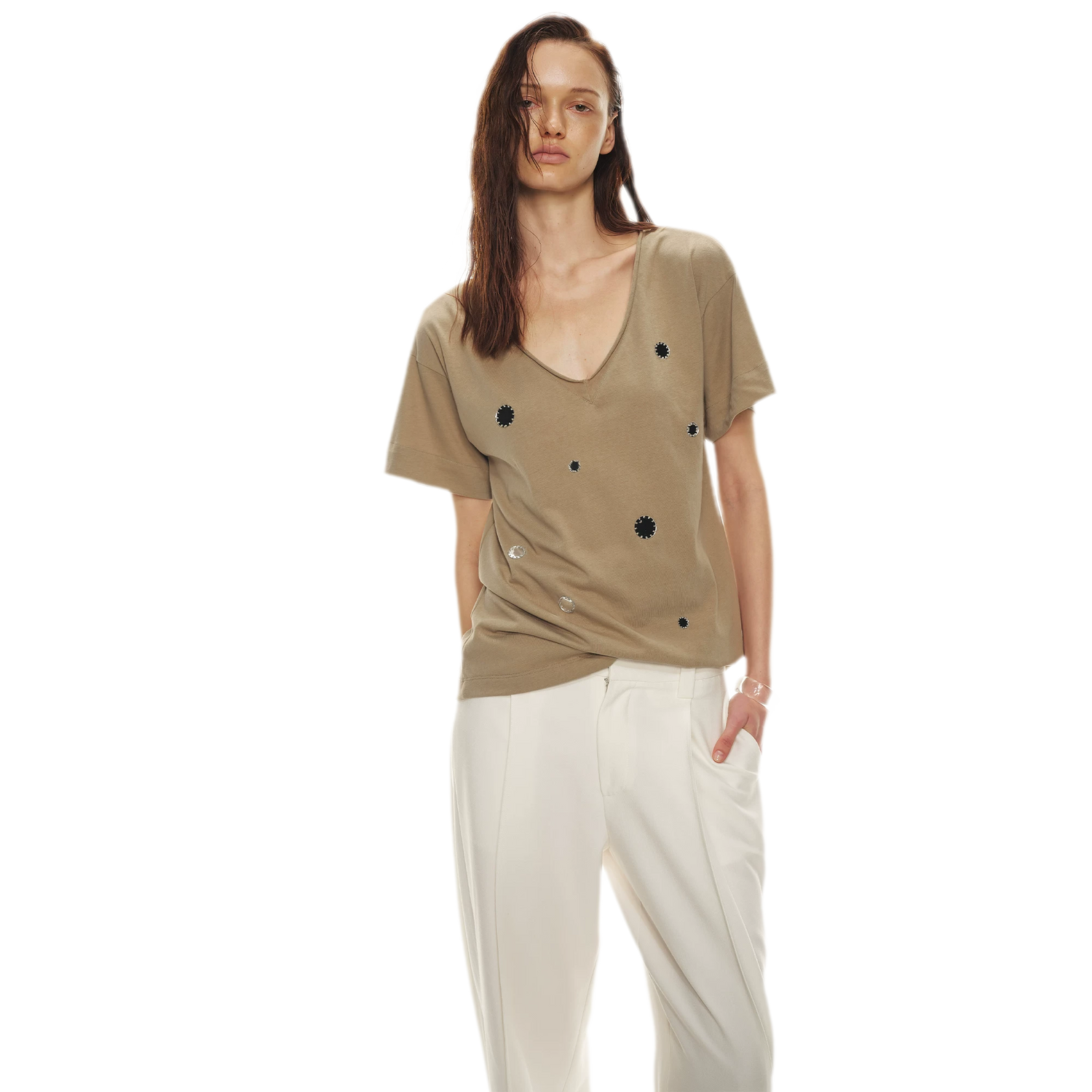 Relaxed Stylish V-Neck Short Sleeve T-Shirt
