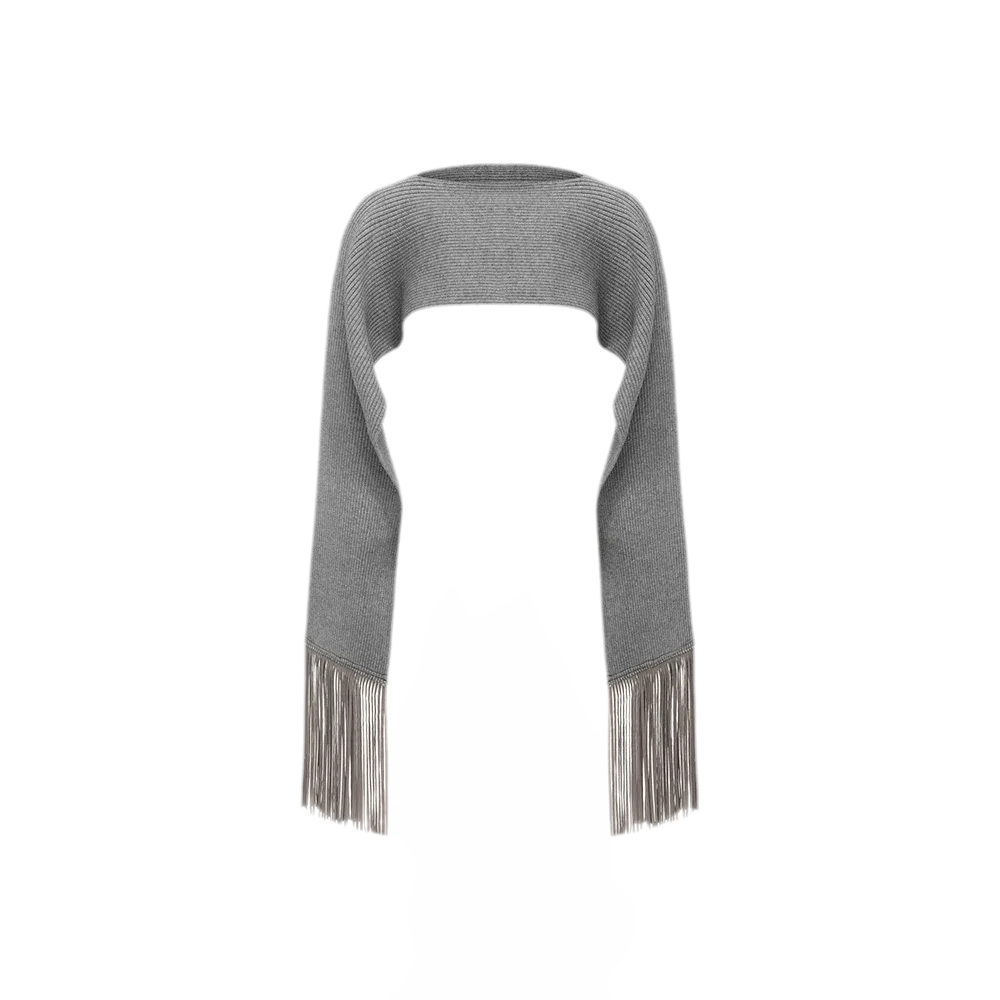 Deep V Fringe Knit Dress