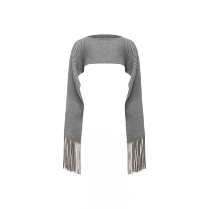 Deep V Fringe Knit Dress